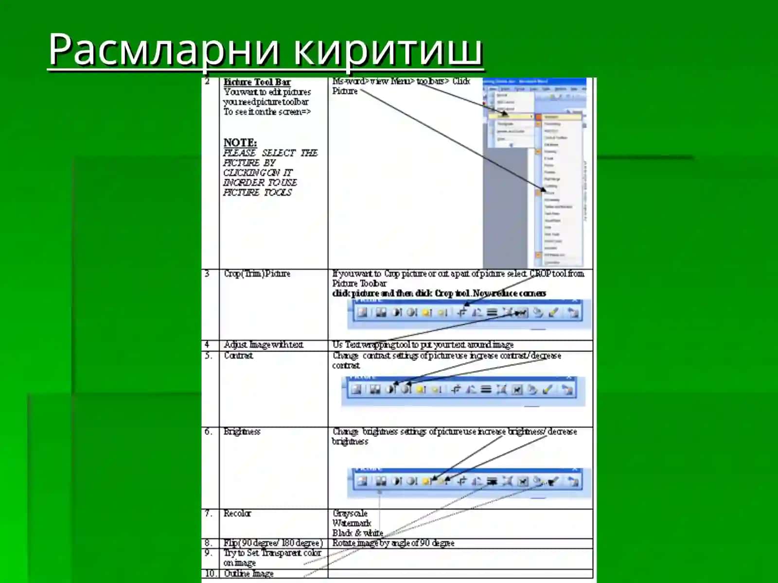 MS WORDда ишлаш 4