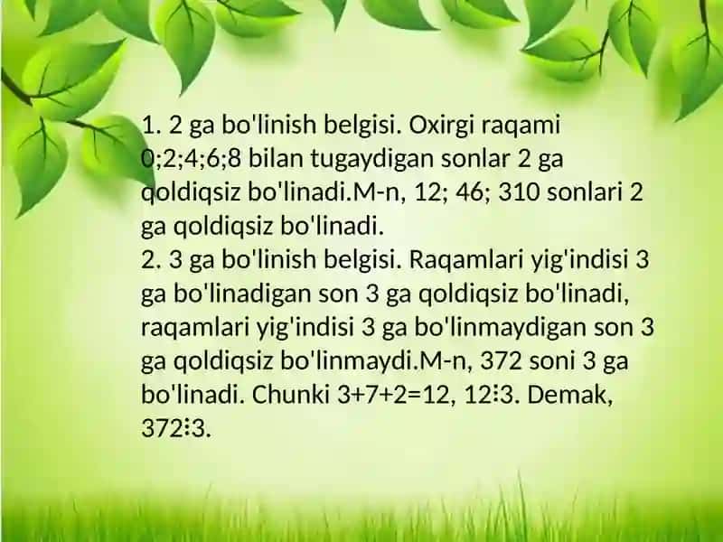 Bo'linish alomatlari 4