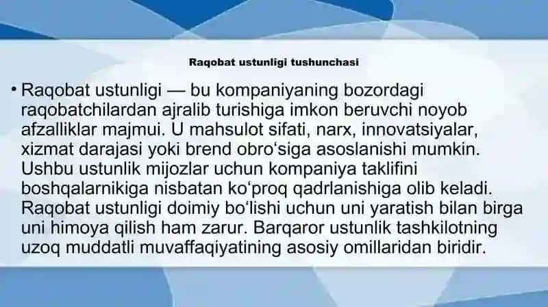 Strategiya va raqobat ustunligi 4