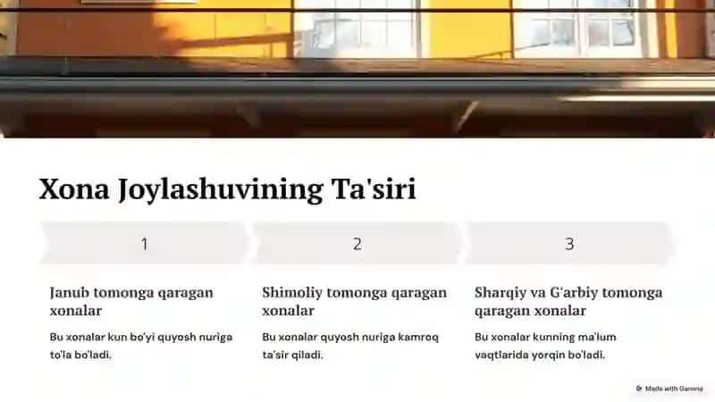 Xonalarning Insolyatsiyasi: Yorug'lik va Faoliyat 4