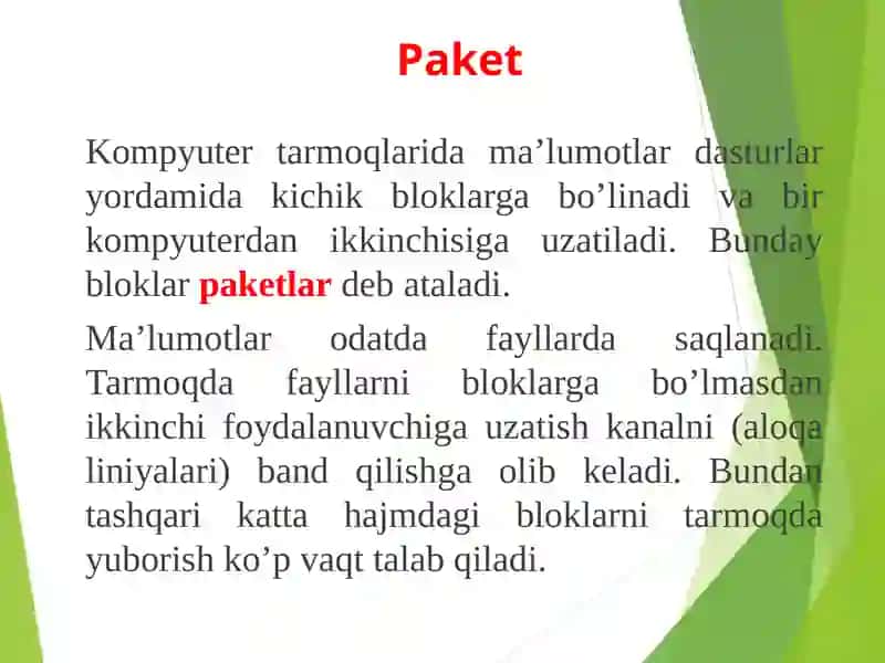Tarmoqda ma'lumotlarni almashish jarayonlari 4