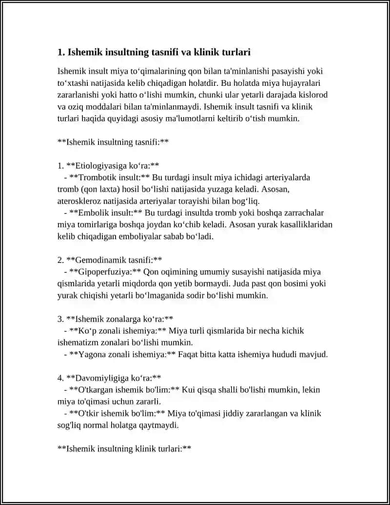 Ishemik insultning O'tkir Ischemik ko'rsatkichi 4
