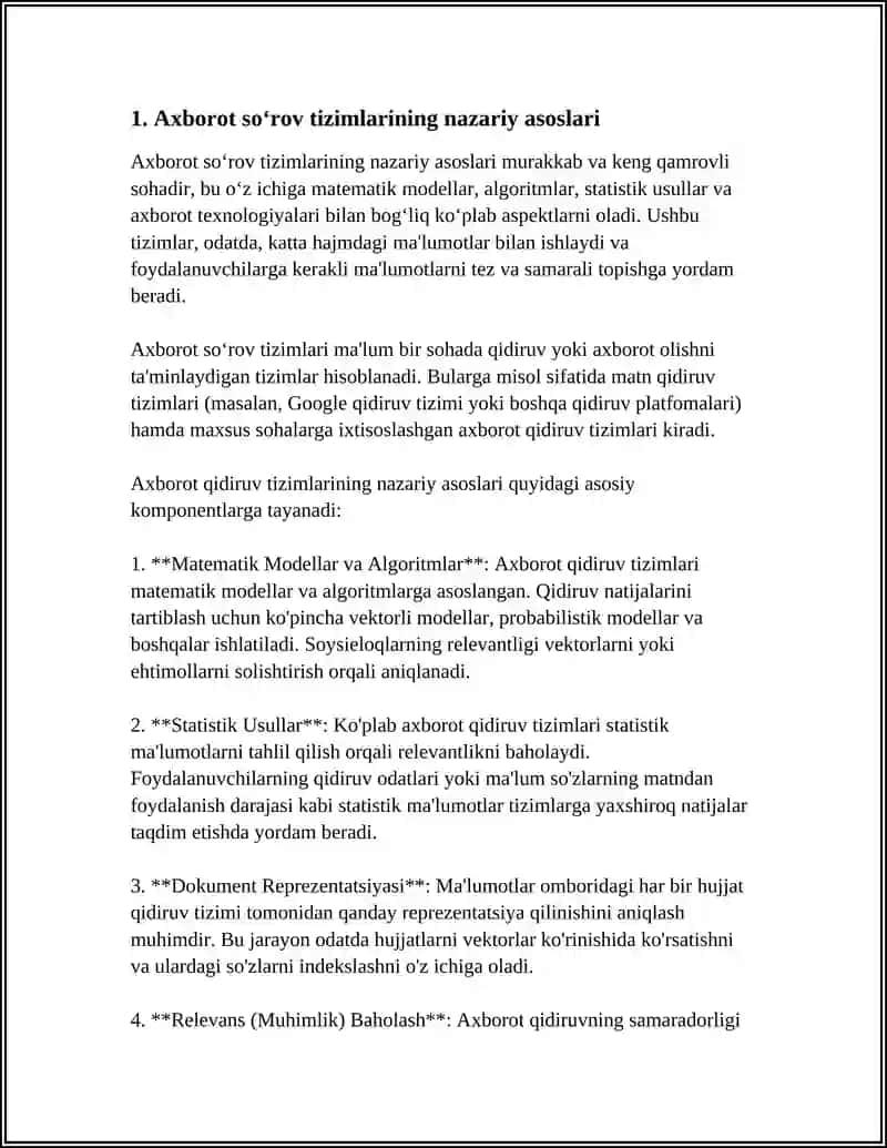 AXBOROT SOʻROV TIZIMLARI.AXBOROT MULOQOT TIZIMLARI 4