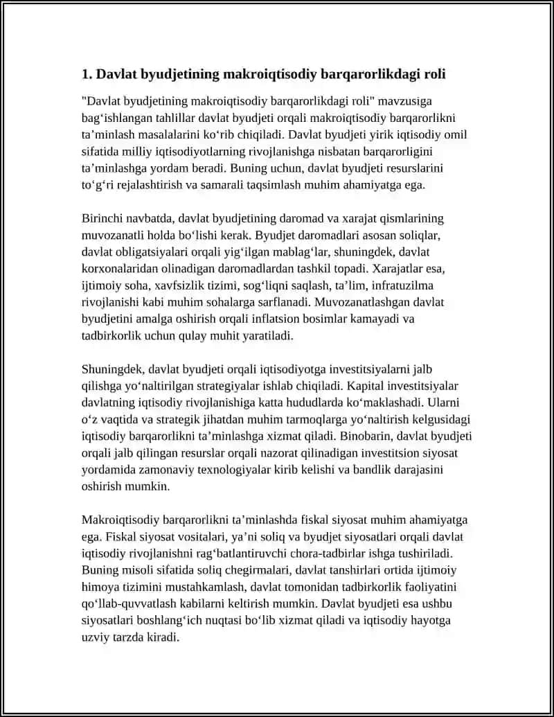 MAKROIQTISODIY BARQARORLIKNI TA’MINLASHDA DAVLAT BYUDJETIDAN FOYDALANISH XUSUSIYATLARI 4