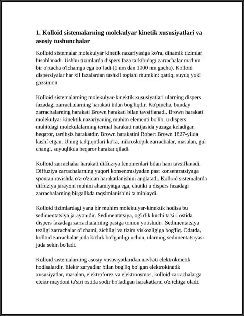Kolloid sistemalardan molekulyar kenetik ham spertivlik qasiyeti 4