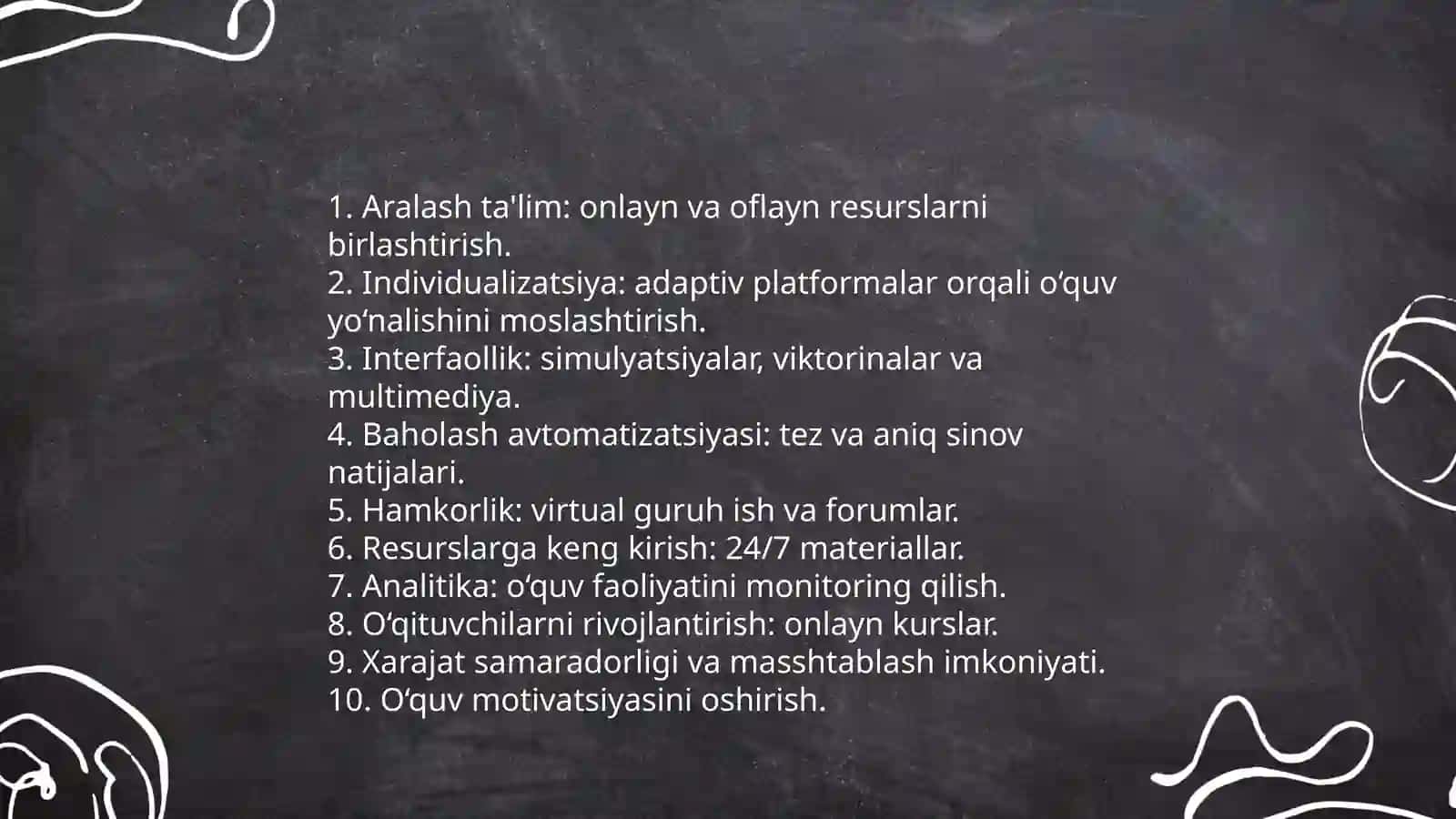 Elektron ta'lim resurslaridan foydalanish imkoniyatlari 4