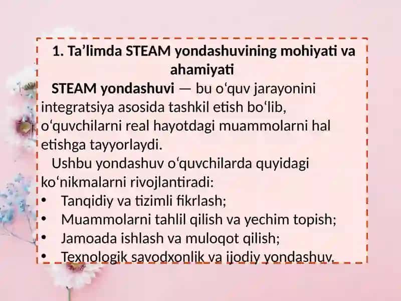 Ta’limda STEAM yondashuvvakreativlik 4