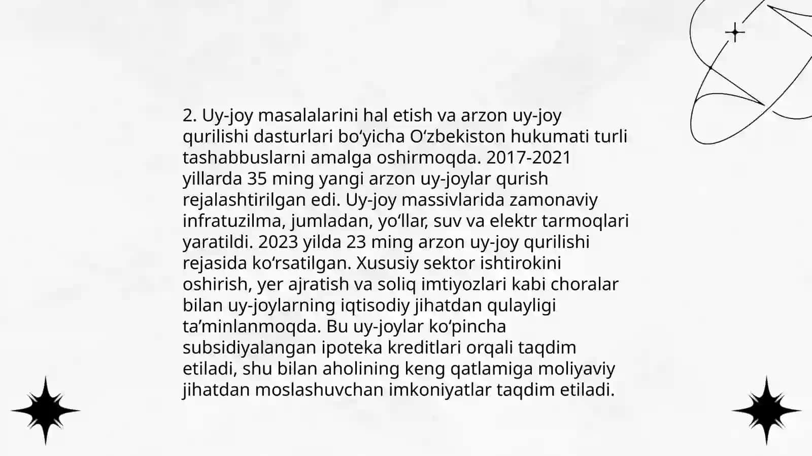 Uy-joy masalalarini hal etish va arzon uy-joy qurilishi dasturlari 4