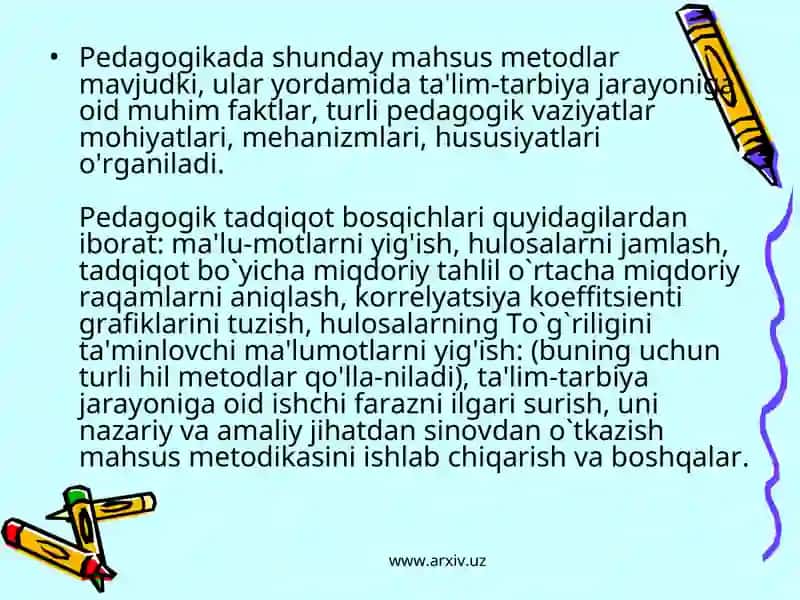 Pedagogika fanining tadqiqod metodlari 4