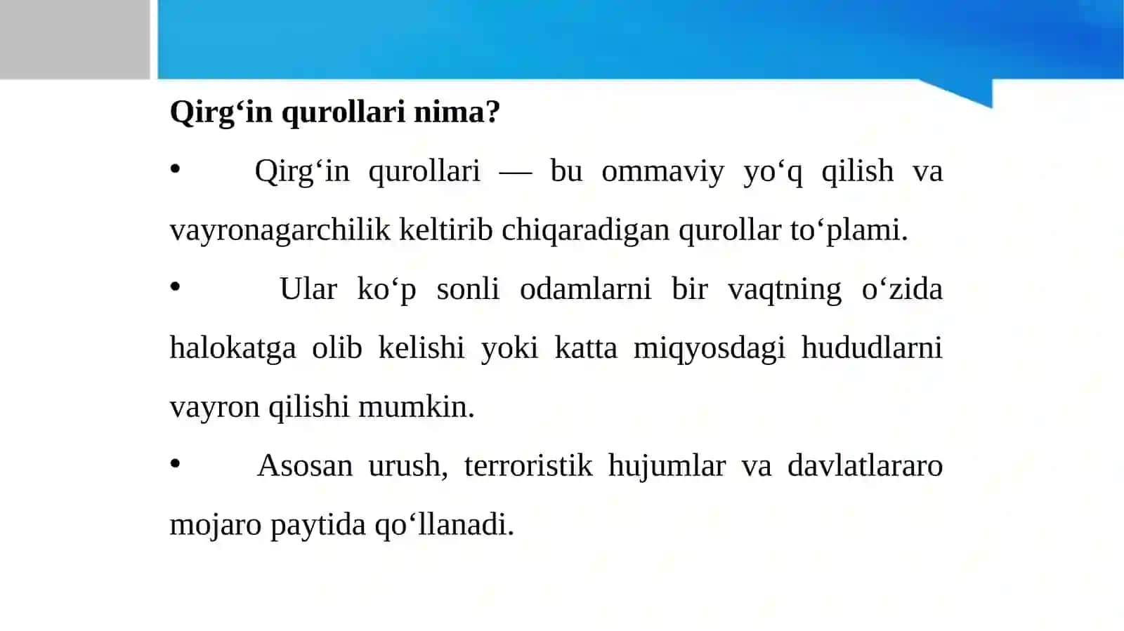 Qirg'in qurollari mustaqil ish 4