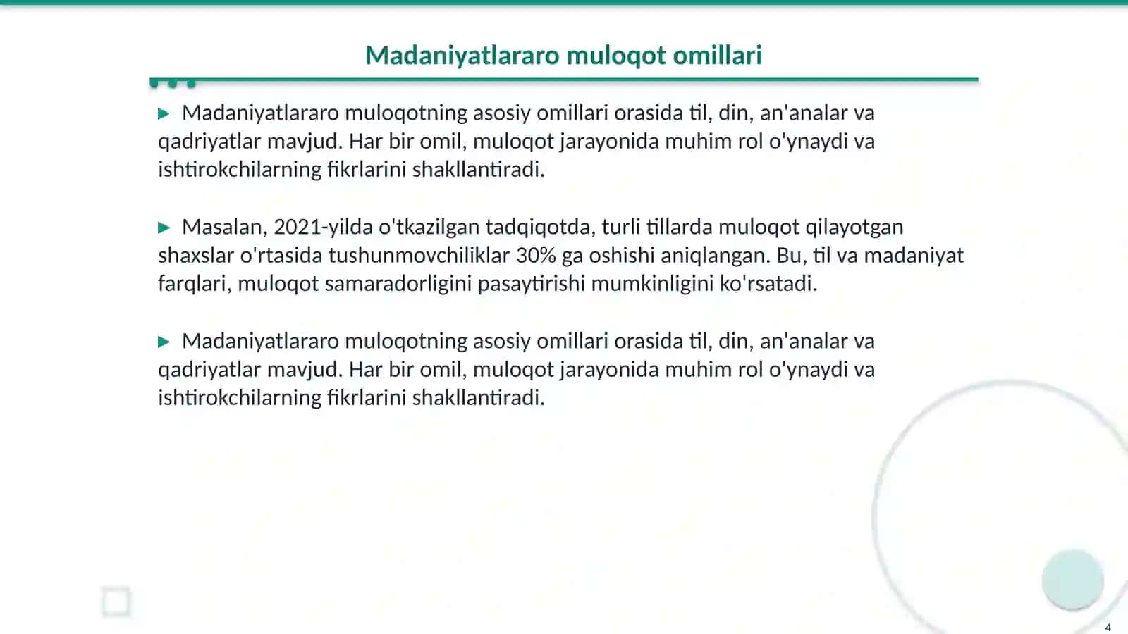 Madaniyatlararo muloqot 4