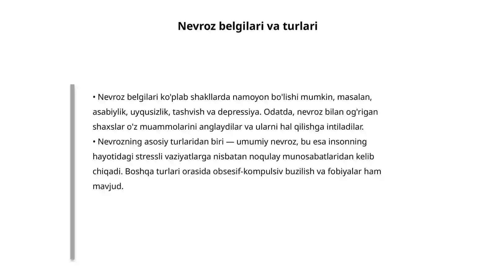 Nevroz va psixoz differensiyasi 4