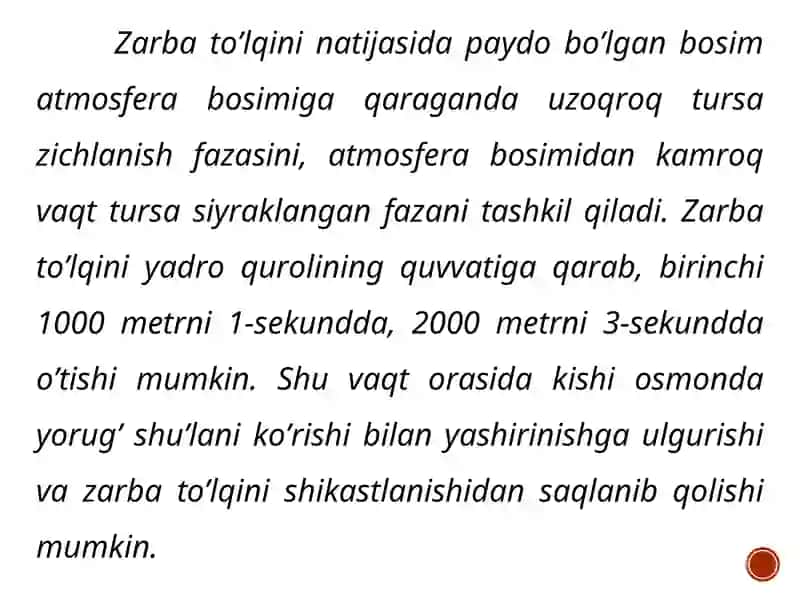 To’lqin zarbi. Jabrlanish zonalarining tavsifi 4
