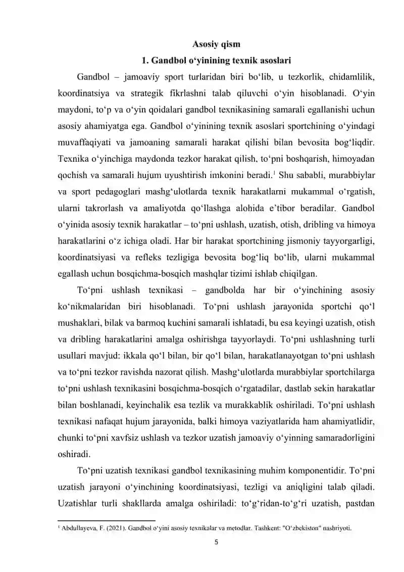 Gandbol oʻyin texnikasi 4
