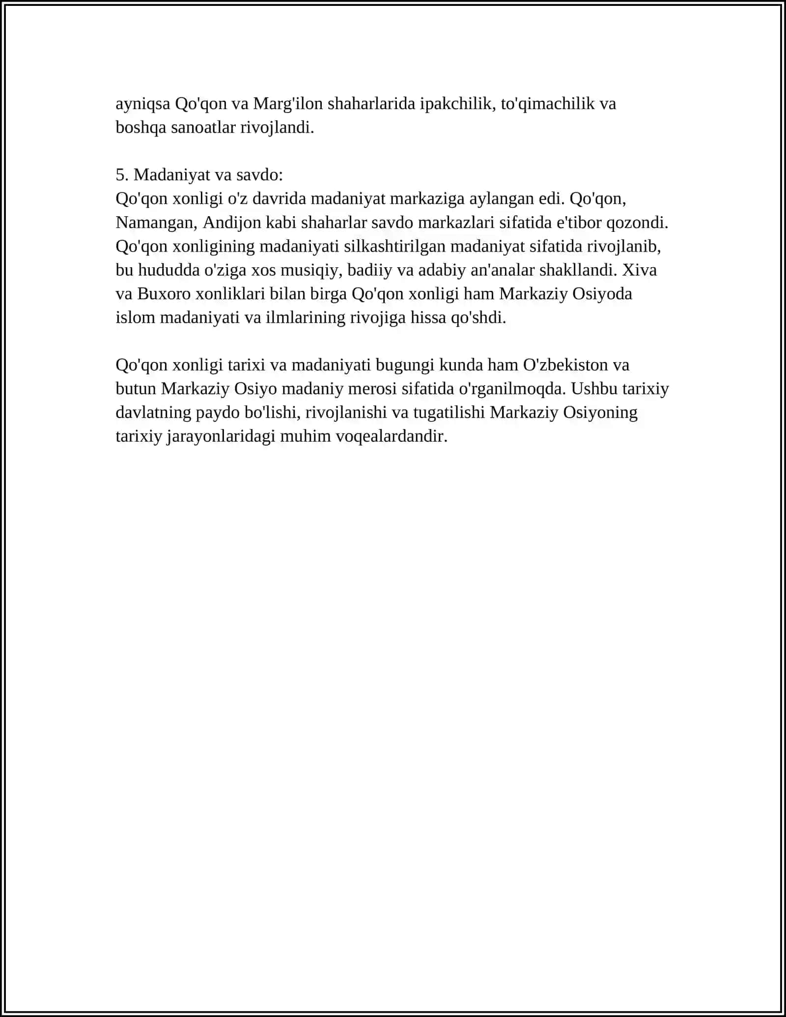 QO'QON XONLIGINING TASHKIL TOPISHI, UNING IJTIMOIY-IQTISODIY HAYOTI 4