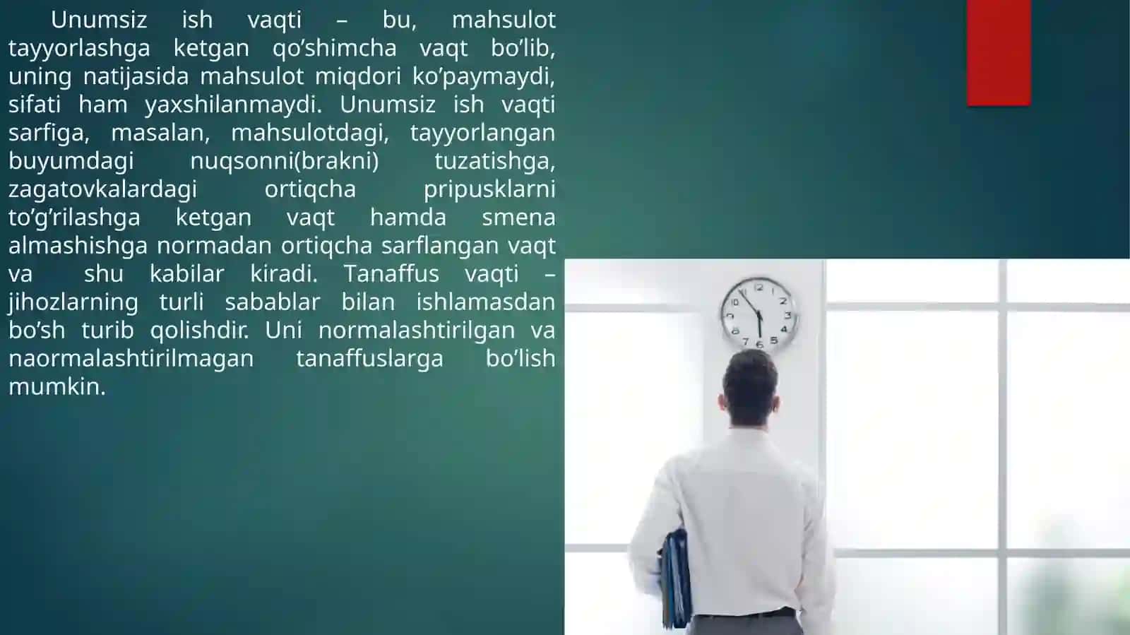 Ish vaqti sarfining turkumlanishi (klassifikasiyasi) 4