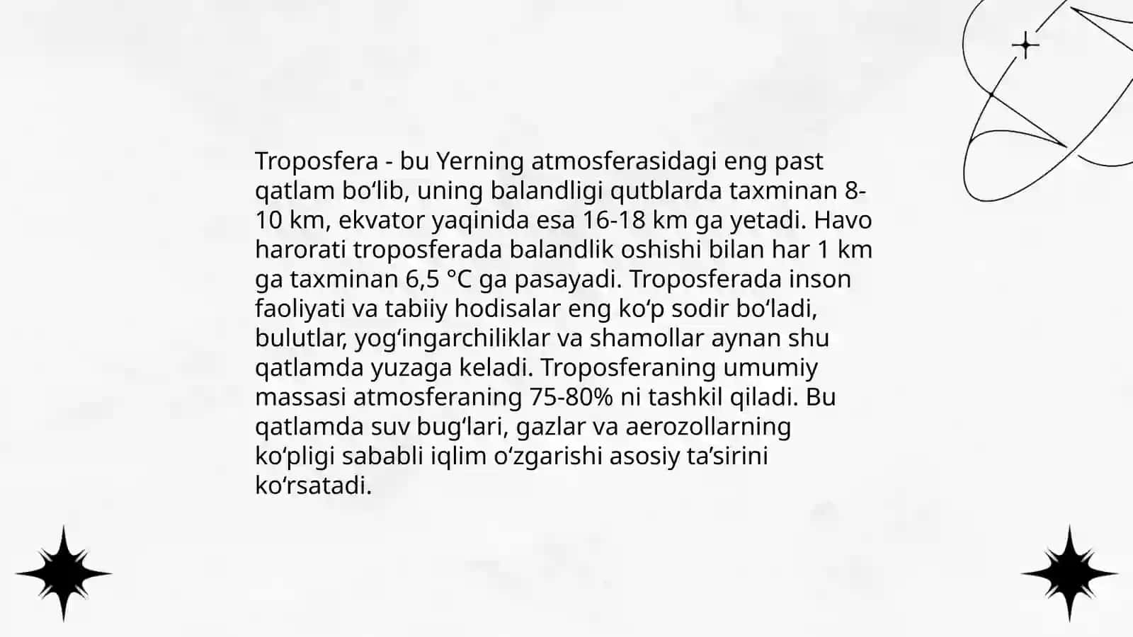 Atmosfera qavatlariga tar'if 4