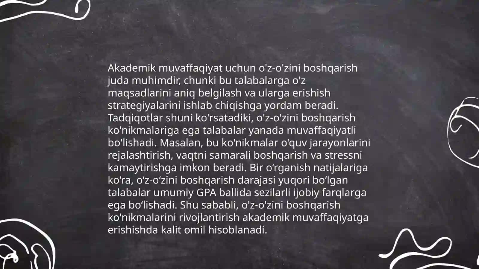 Akademik ko'nikmalarni shakllantirishda o'z-o'zini boshqarish va samaradorlik 4