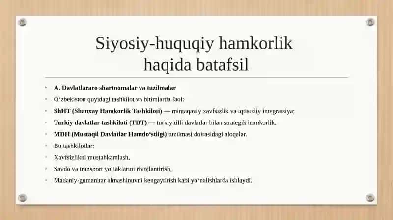 O‘zbekiston Respublikasining qardosh xalqlar bilan aloqalari 4