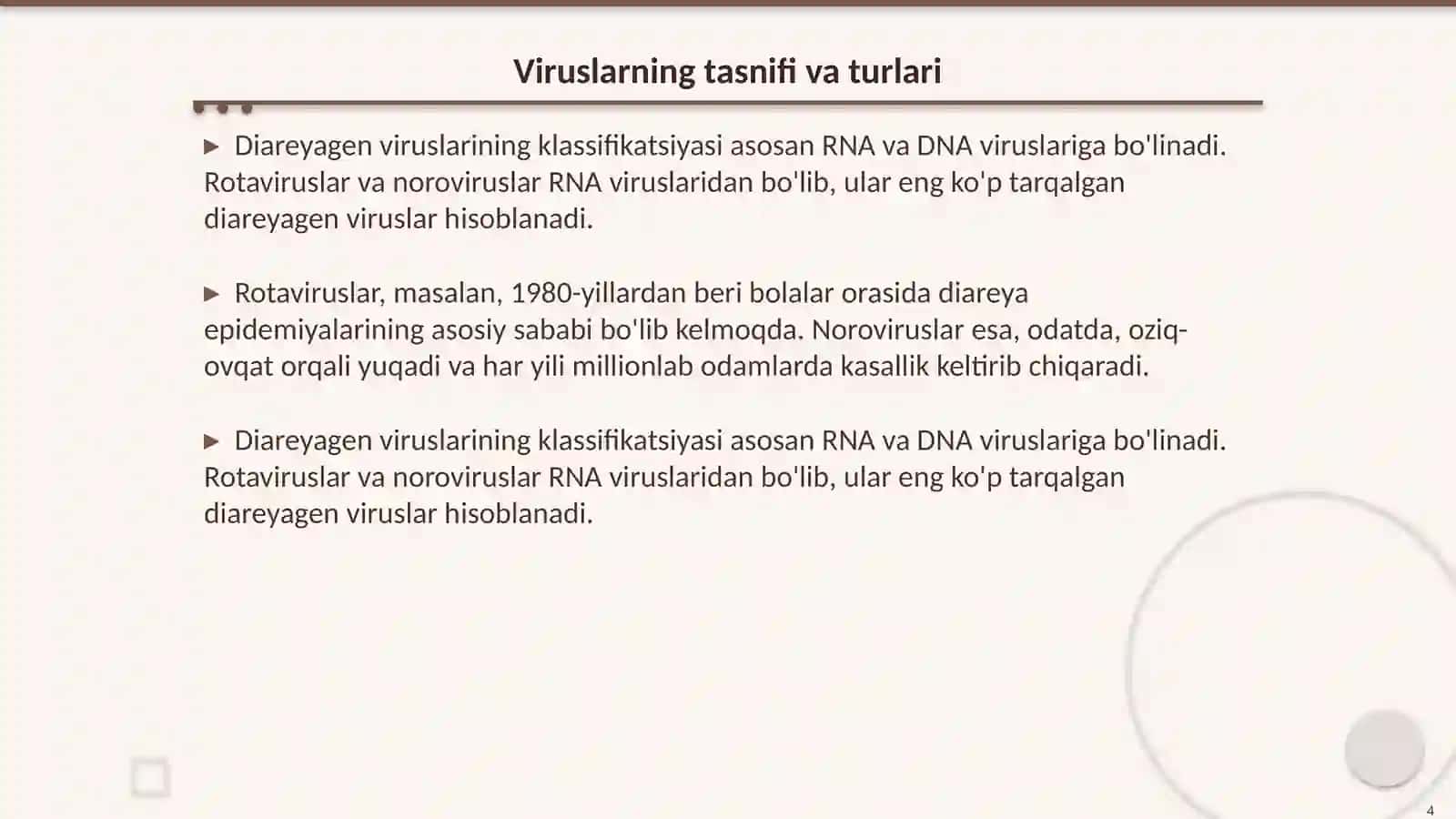Diareyagen viruslar, 4 klassifikasiyasi, patogenezi, laboratoriya tashxisi 4