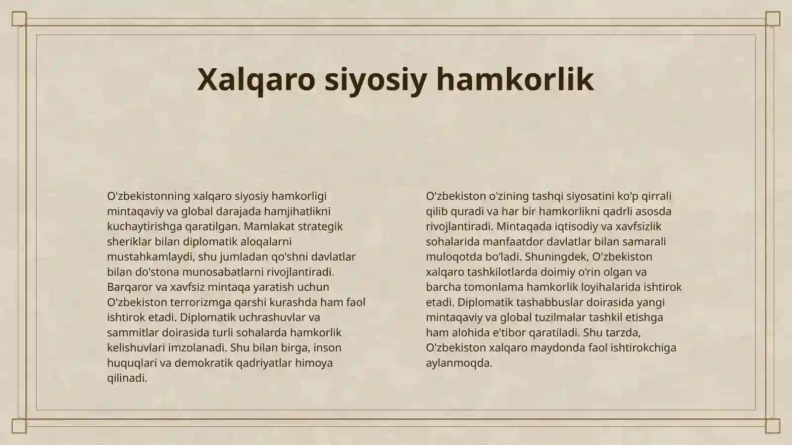 OʻZBEKISTON JAHON HAMJAMIYAT 4