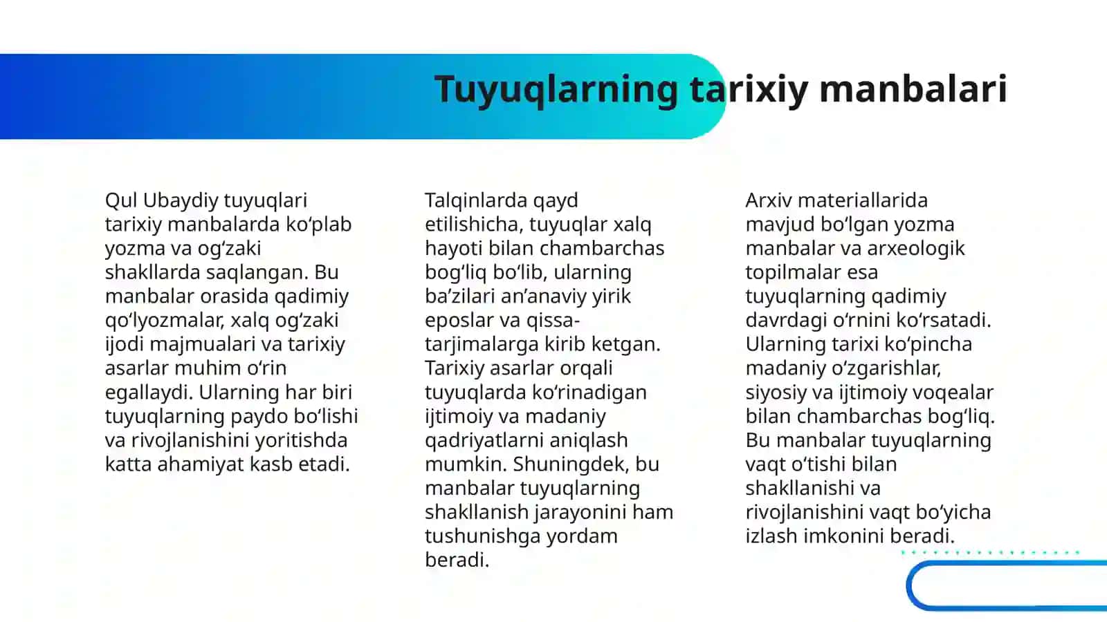 QUL UBAYDIY TUYUQLARI BADIIYATI 4
