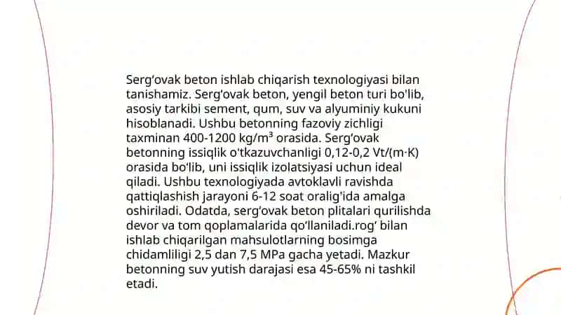 Sergʻovak betonlar 4
