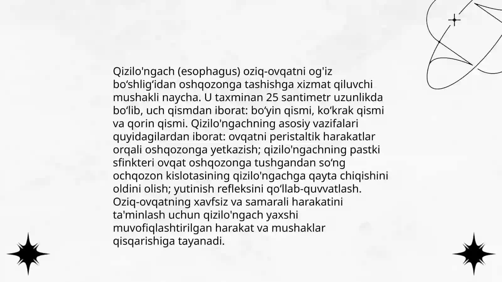 Qizilo'ngach.Qorin bo'shlig'i. Me'da 4