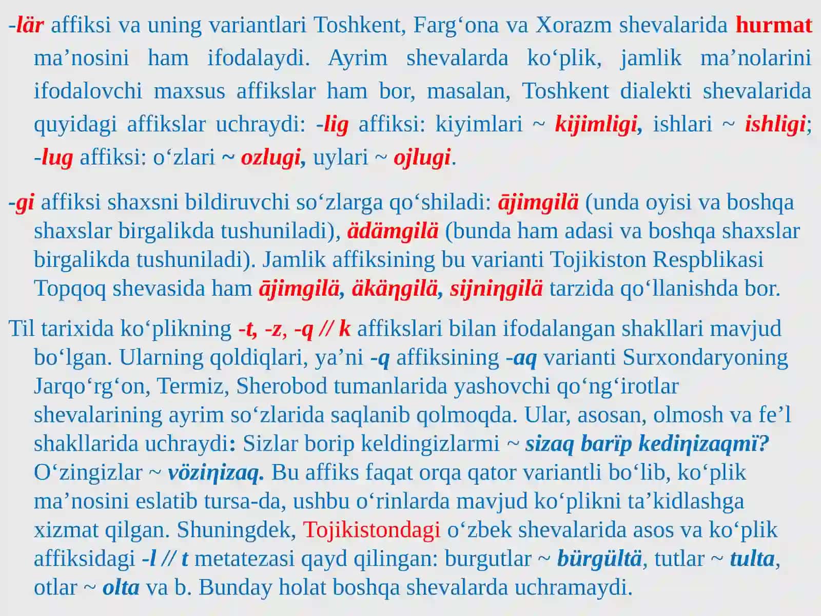O‘ZBEK SHEVALARI MORFOLOGIYASI 4