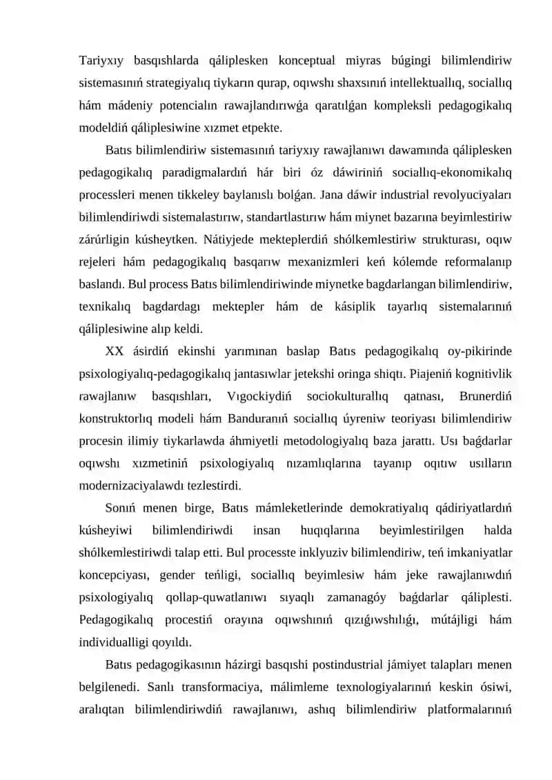 BATÍS OYShÍLLARÍNÍŃ PEDAGOGIKALÍQ QARAWLARÍ 4