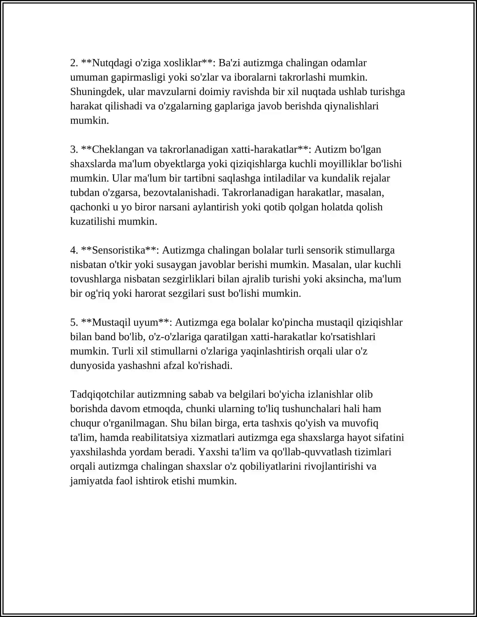 BOLALAR KASALLIKLARI AUTIZM VA DAUN SINDROMI HAQIDA 4