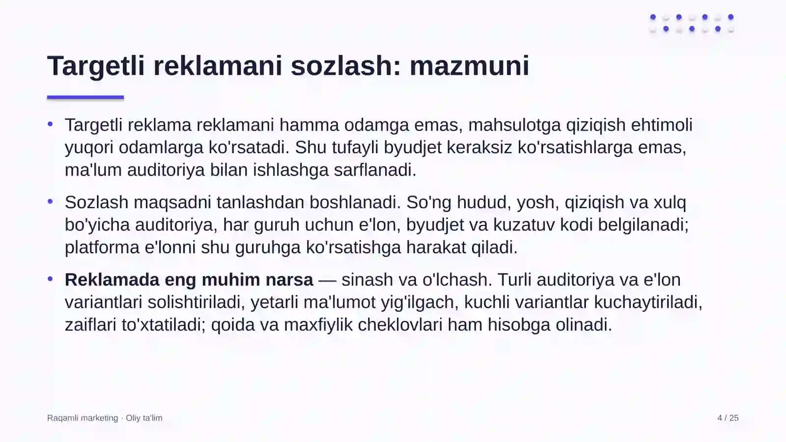 Elektron tijoratda targetli reklamani sozlash 4