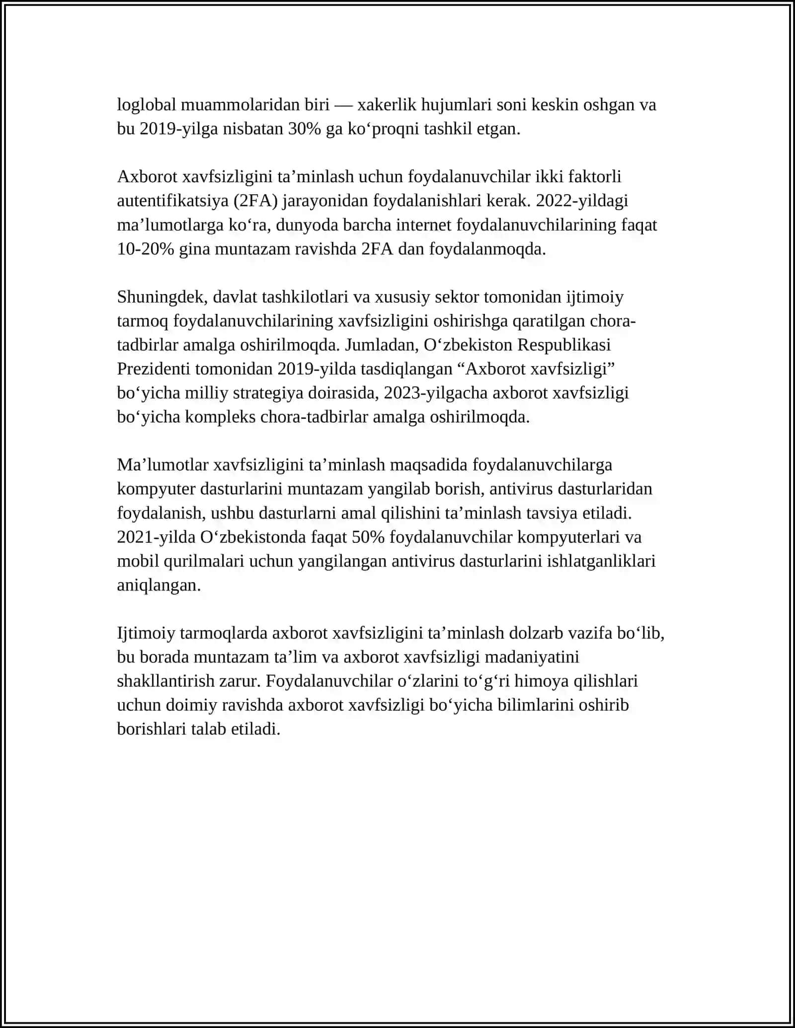IJTIMOIY TARMOQLARDA AXBOROT HURUJLARI VA TAHDIDLAR 4