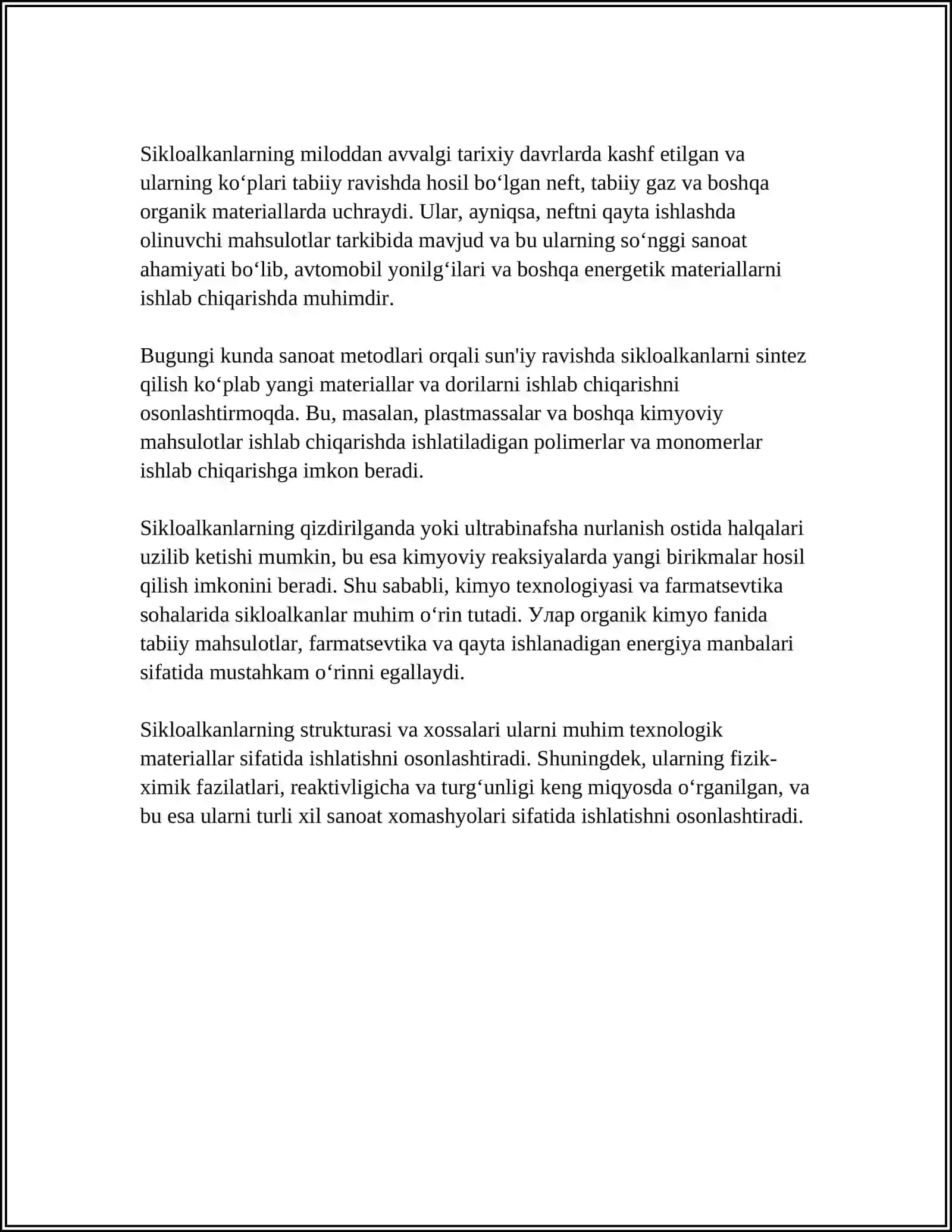 NEFT TARKIBIDAGI SIKLOALKANLARNING HOSSALARI 4