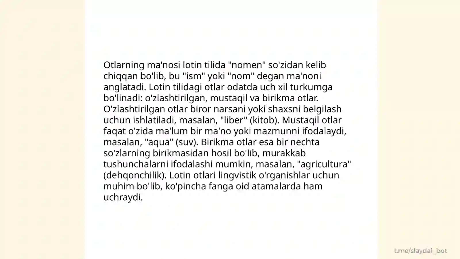 Lotin tilinining ot va uning grammatik kategoriyalari 4