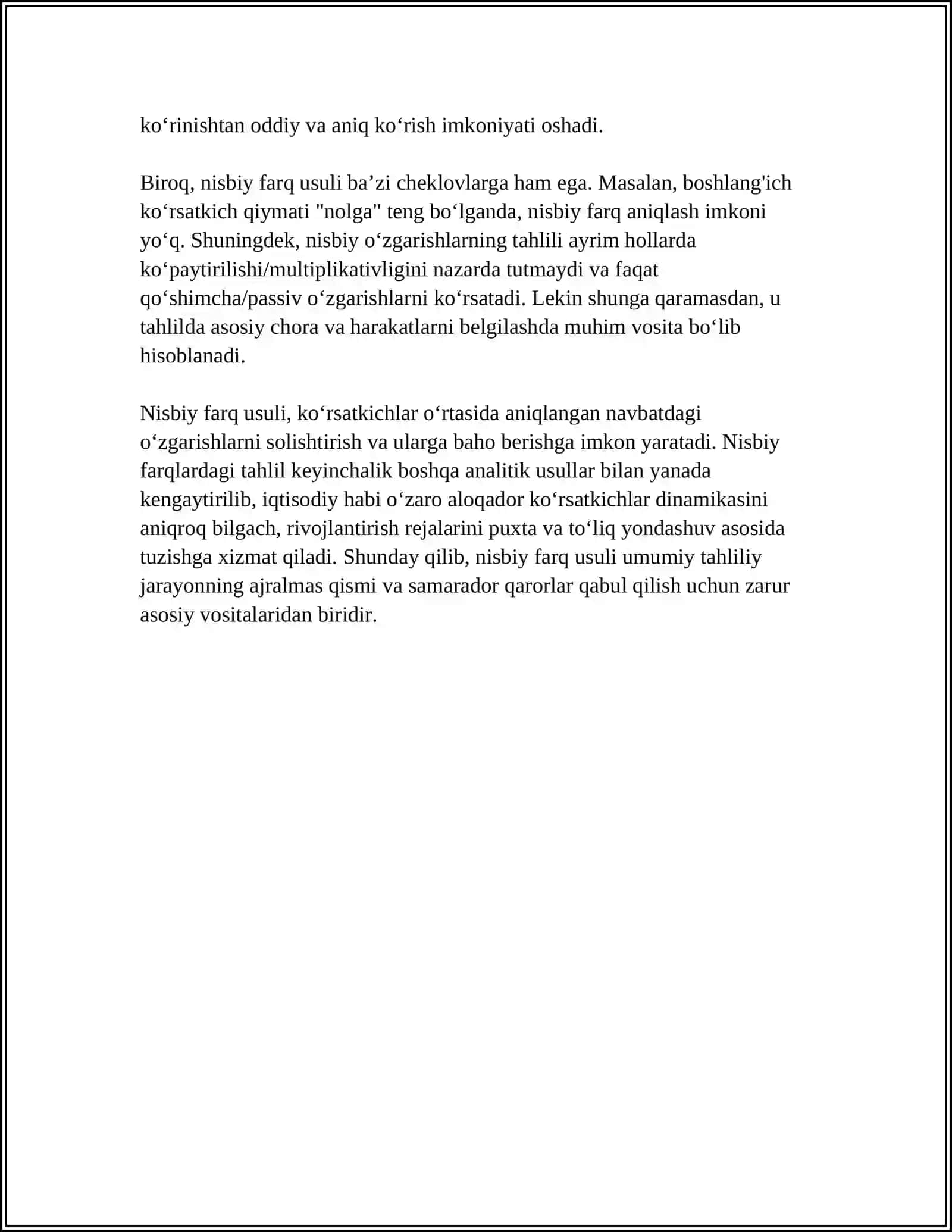 Nisbiy Farq Usuli 4