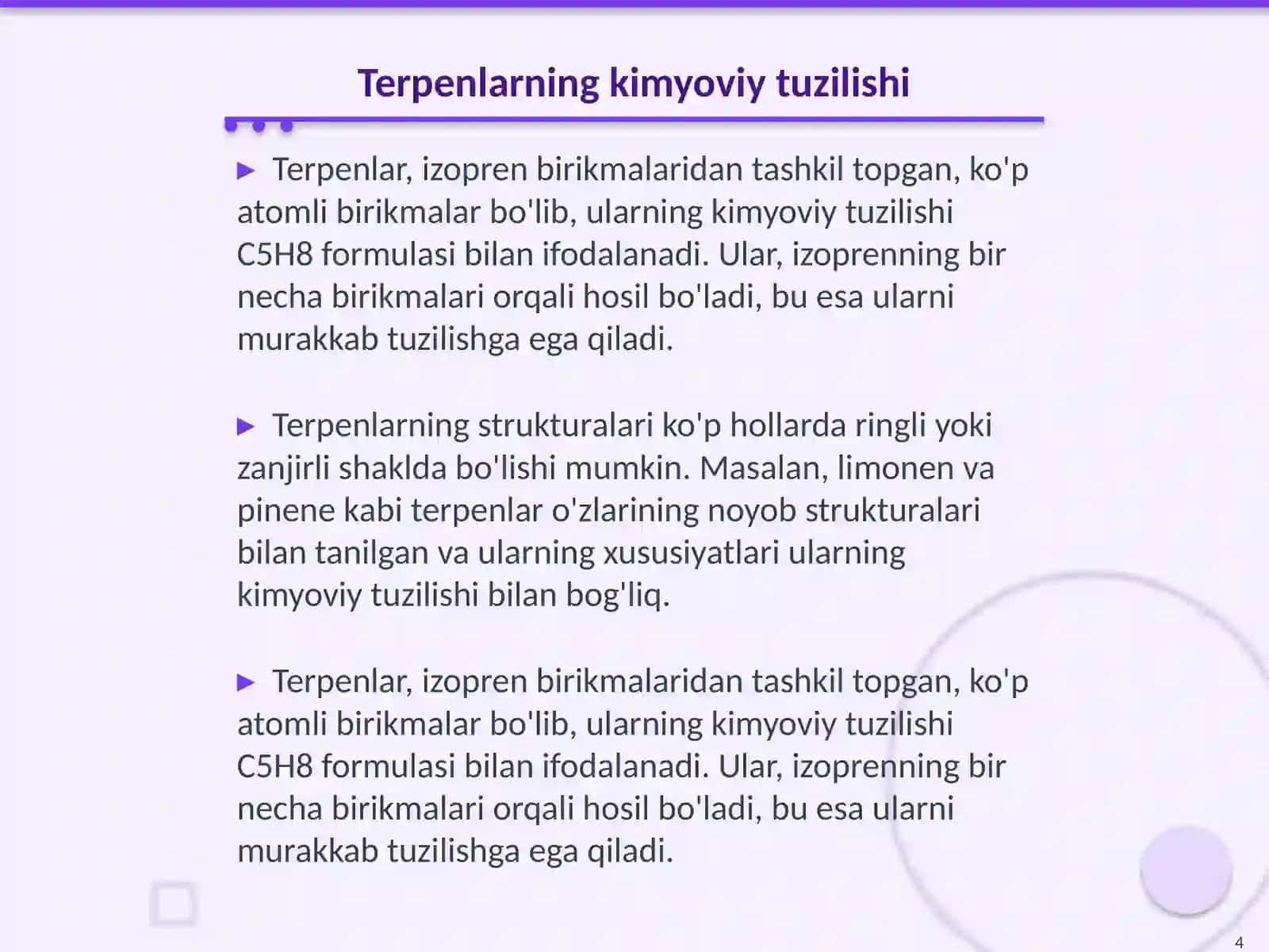 Terpenlar sinflanishi va manbalari 4
