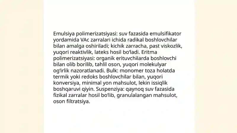 Polivinilatsetat olish texnologiyasi 4