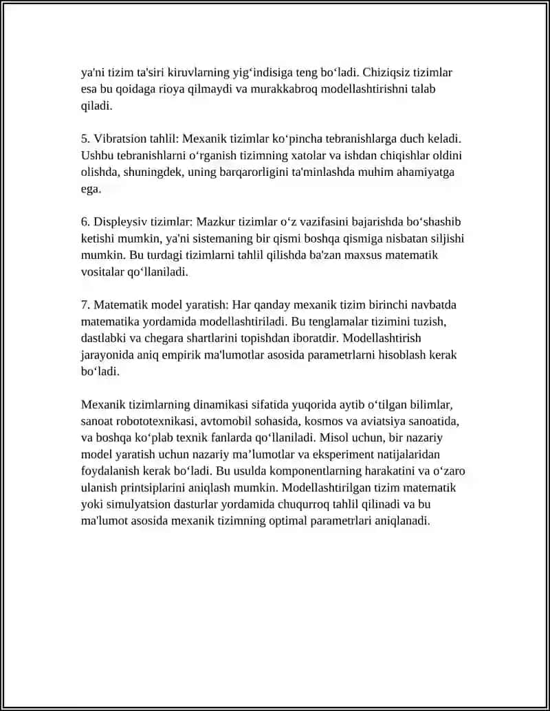 MEXANIK SISTEMANING XARAKAT DIFFERENSIAL TENGLAMALARI 4