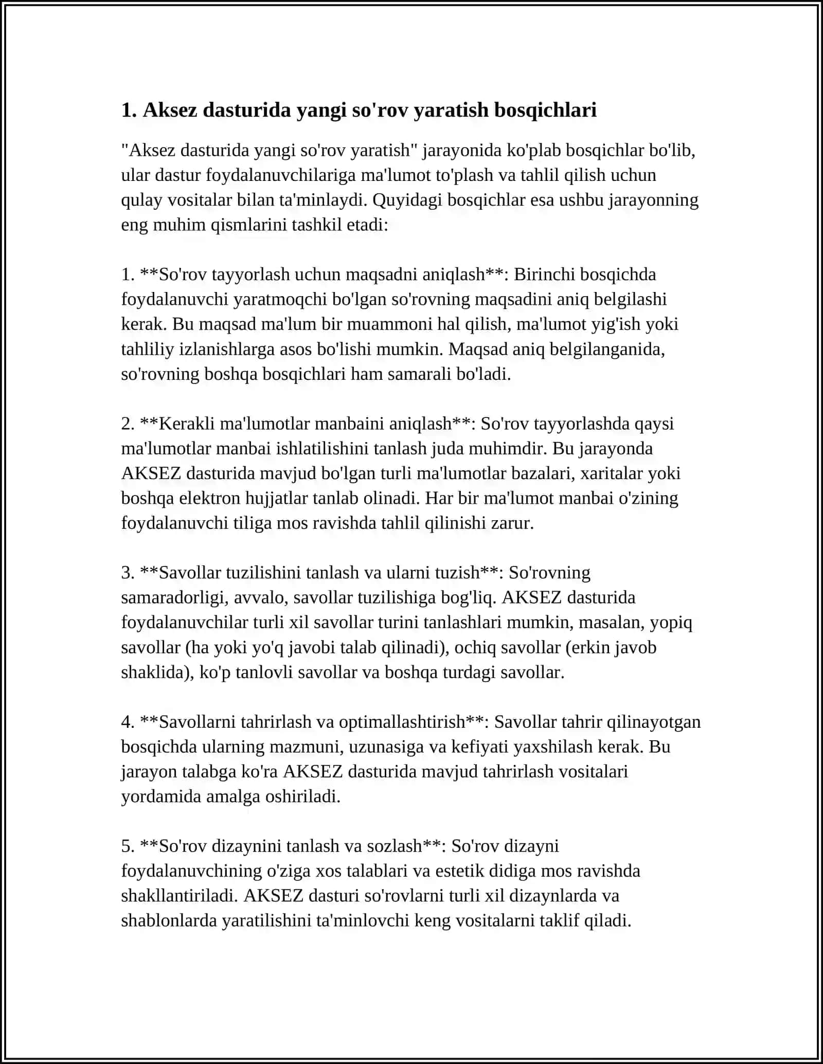 AKSEZ DASTURIDA SÓROVLAR YARATISH 4