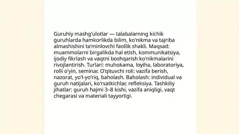 An'anaviy sinf darsi 4