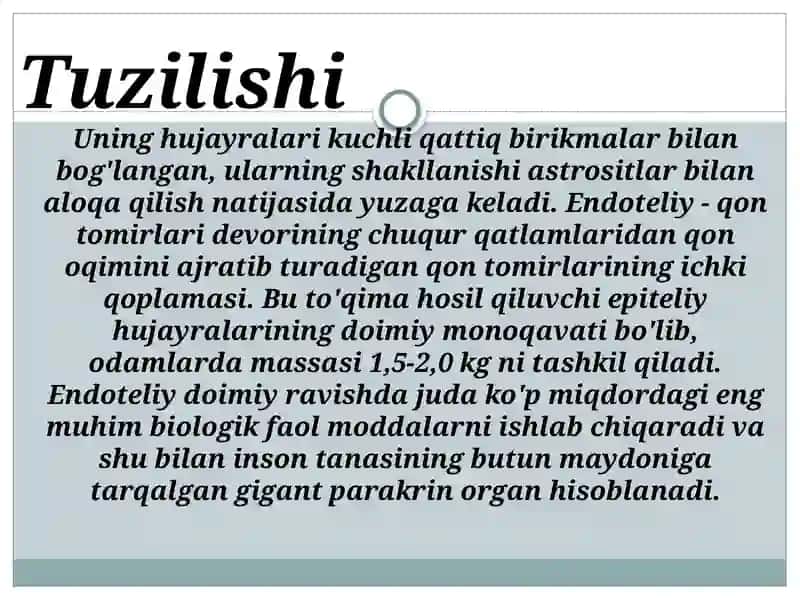Qon tomir endoteliysining funksiyalari 4