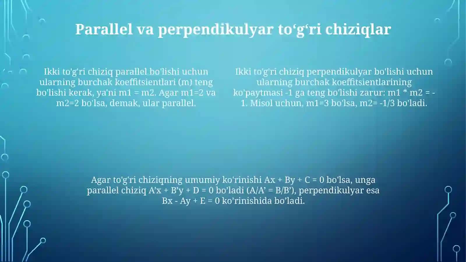 Tekislikda toʻgʻri chiziq tenglamalari 4