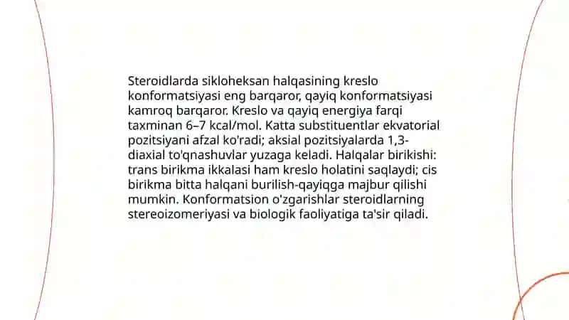 Steroidlar va terpenlarning stereokimyosi 4