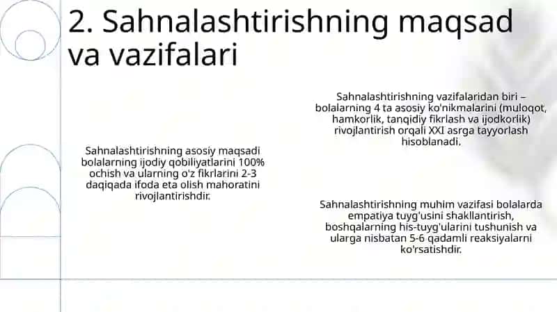 Sahnalashtirish faoliyati 4
