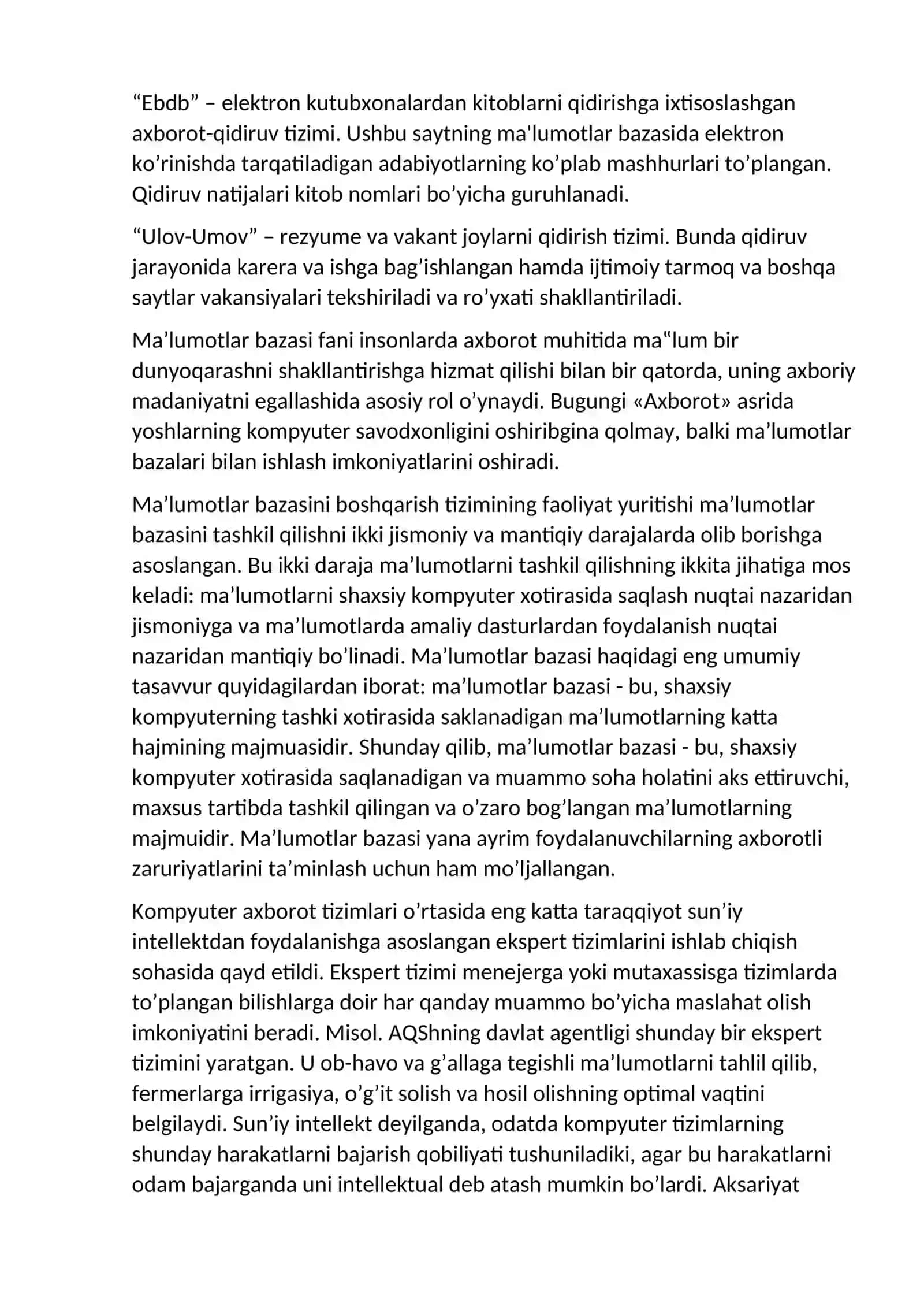 "Axborot tizimlari va texnologiyalar" 4