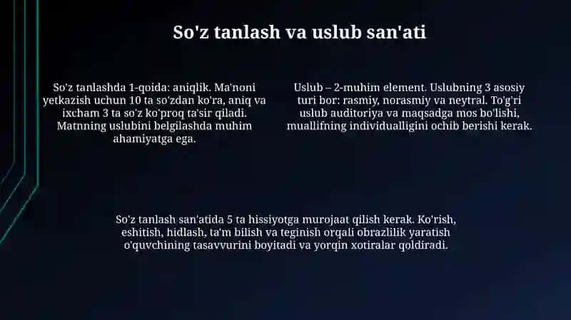 So'zustalarining so'z qo'llash mahorati 4