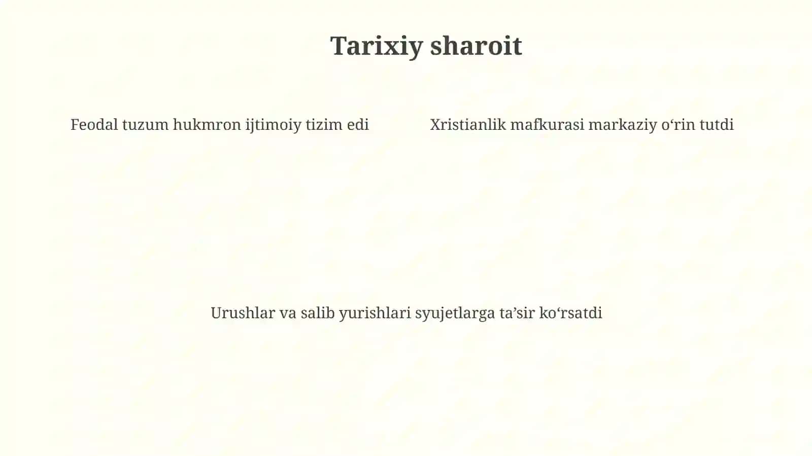 Yevropa o‘rta asr adabiyoti.Qahramonlikeposlari 4
