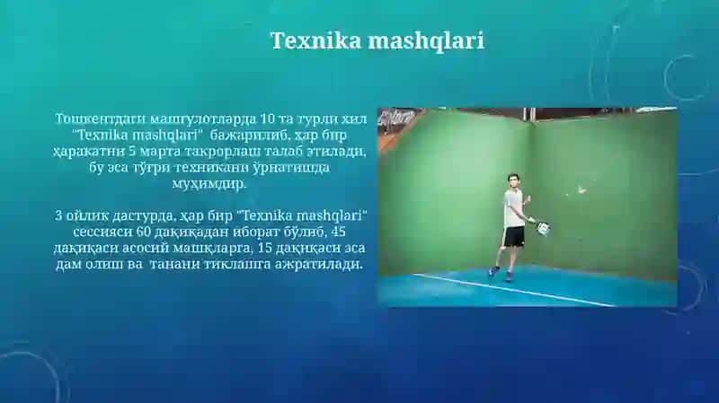 Badminton o'yinida mashg'ulot turlari 4