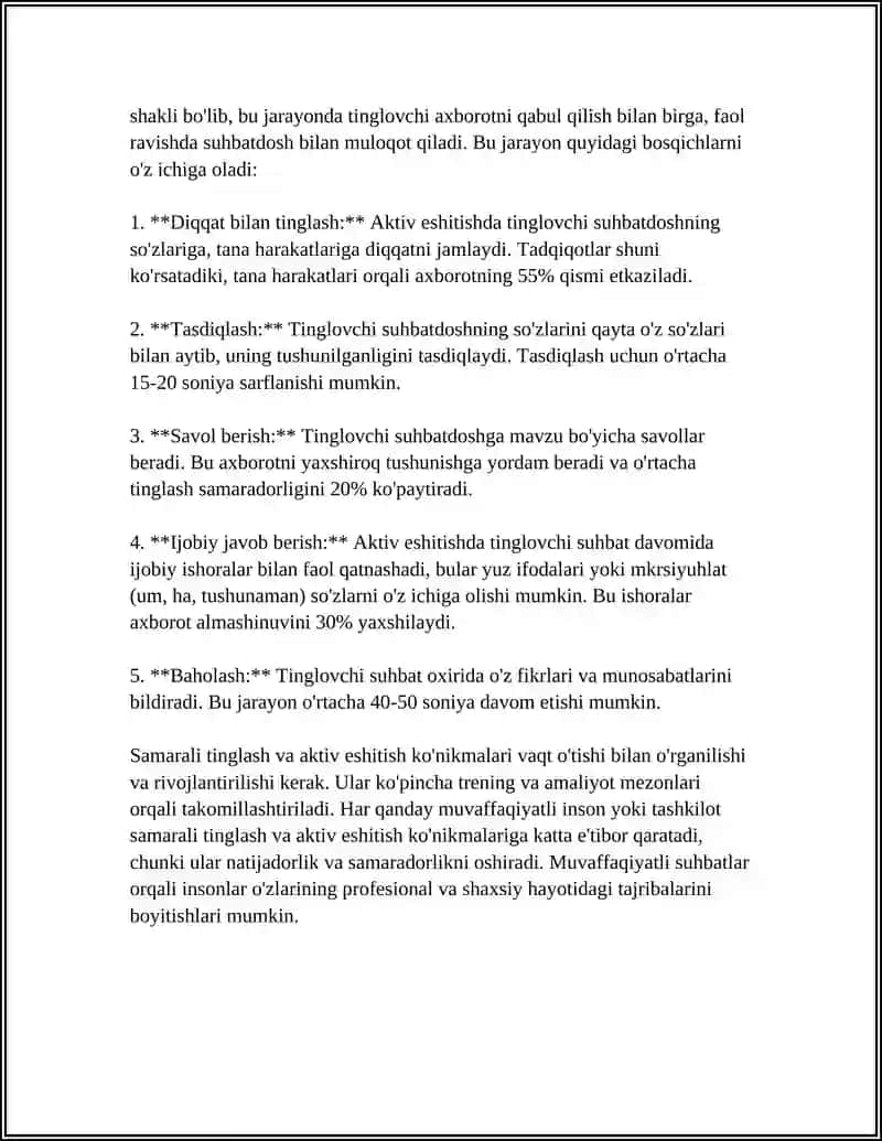 PROFESSIONAL MULOQOTDA MUVAFFAQIYATLI BO'LISH 4